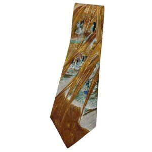 NEW LUCIANO SOPRANI Men's 100% Silk Necktie LUXURY Tie Brown Green Art W:4"